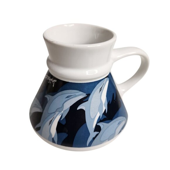 Otagiri Travel Ceramic Coffee Mug Souvenir Dolphins Wide Bottom Non Slip Cup - Picture 1 of 8